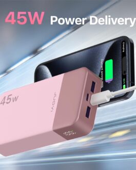 JUOVI Portable Power Bank J2621, 20000 mAh Battery Pack, 45 W Fast Charging Function, Compatible with Switch, MacBook, Tablet, Dell, HP, Notebook, Samsung, iPhone 16 15 14 13, Steam Deck and More