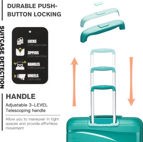Kono Trolley Case with Beauty Case, 100% PP Suitcase Set, turquoise – Bild 5