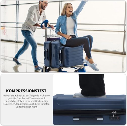 Beibye TSA-Lock 2080 Cabin Luggage, Twin Roller Travel Case, Luggage Trolley Case Set, XL / L / M Board Case, darkblue – Bild 6