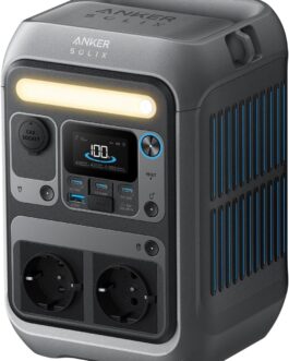 Anker SOLIX C300 Portable Power Station, 288 Wh LiFePO4 Battery, 300 W (Max 600 W) Solar Generator, 140 W Side Quick Charging Power, for Camping, Outdoors, Travel, Emergencies, Travel (Solar Panel