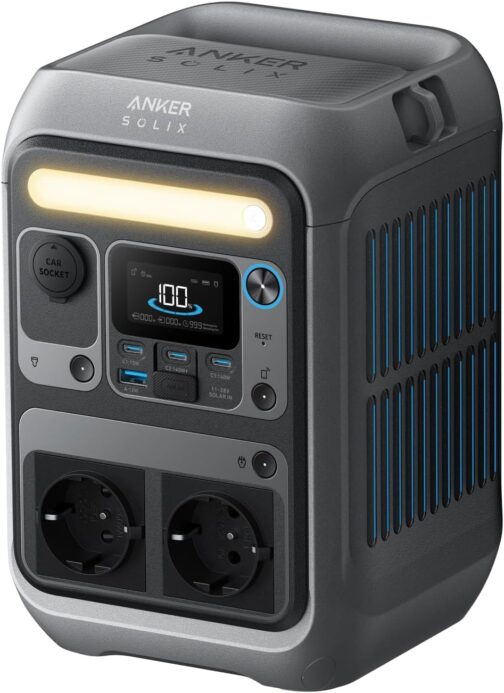 Anker SOLIX C300 Portable Power Station, 288 Wh LiFePO4 Battery, 300 W (Max 600 W) Solar Generator, 140 W Side Quick Charging Power, for Camping, Outdoors, Travel, Emergencies, Travel (Solar Panel