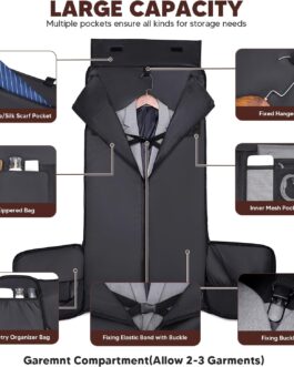 Luggage Bag for Travel, Vessgra Portable Convertible Garment Bag Duffle Bags for Men and Women with Shoe Compartment – 2 in 1 Hanging Suitcase Travel Bags