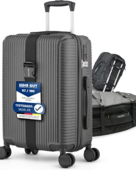 EXPLOORE Hand Luggage Suitcase, Travel Suitcase, Suitcase, Trolley, Hand Luggage 55 x 40 x 20 cm, black, S, Hard shell