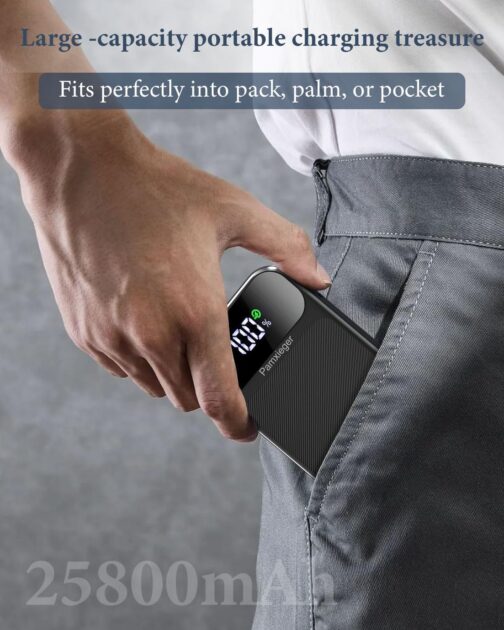 Power Bank 25800 mAh 22.5 W External Mobile Phone Battery PD3.0 QC4.0 Fast Charging LCD Display Power Bank with USB C Outputs & Inputs Portable Charger for Smartphones – Bild 6
