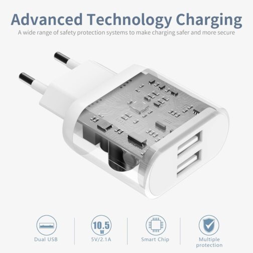 4-Pack USB Charger, 2.1A/5V Power Supply for iPhone 11 XS XR X 8 7 6 6S Plus 14 13 12 Samsung, Adapter Charger Plug Power Plug Charging Plug Quick Charging Power Adapter Socket Adapter Nisiyama – Bild 3