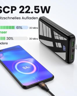 Power Bank 27000 mAh, 22.5 W PD20 W USB-C Power Bank, External Mobile Phone Batteries with LED Display, Portable Charger Compatible with iPhone 16 15 14 13 12 11 Pro