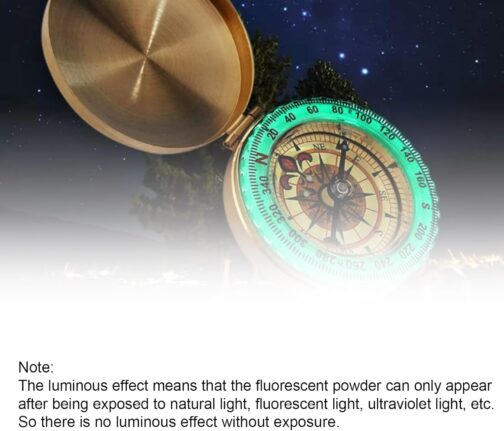 VZU Outdoor Compass, Golden Brass Compass with Retro Design, Waterproof, Luminous Numerals, Navigation Compass for Hiking, Camping, Hunting, Climbing, Backpacking – Bild 6