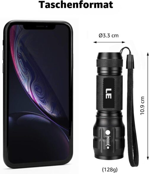 LE LED Torch Small, LE1000 Extremely Bright Zoom-able Mini Torches Battery Operated for Children, Portable, Waterproof Torch, Torch for Camping, Outdoor, Hiking, Emergencies – Bild 4
