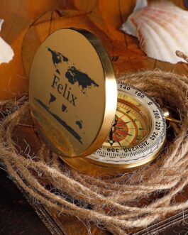 polar-effekt Gold Metal Compass with Engraving – Gift Idea for Birthday – for Outdoor Lovers – Portable Hiking Compass