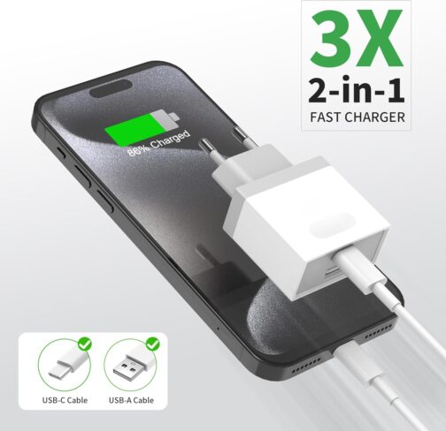 USB C Charger, USBC Adapter Power Supply 20 W for iPhone 16 15 14 13 12 11 Pro Max SE XS XR 8 Plus, Galaxy S23/S22/S21, Power Plug USB Plug Multiple Charger Mobile Phone Charging Plug Wufuera – Bild 4