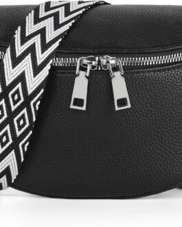 TANTOMI Umhängetasche Damen Bauchtasche Damen PU Leder, Crossbody Bag Damen Breiter Gurt, Damen-Umhängetaschen Bauchtasche Damen Stylisch, Gürteltasche Damen Elegante