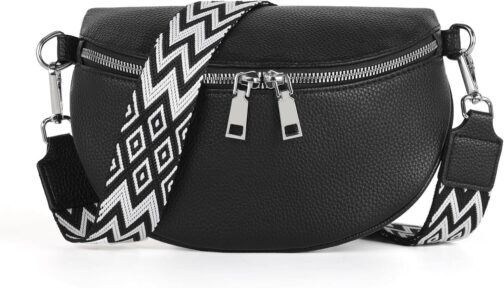 TANTOMI Umhängetasche Damen Bauchtasche Damen PU Leder, Crossbody Bag Damen Breiter Gurt, Damen-Umhängetaschen Bauchtasche Damen Stylisch, Gürteltasche Damen Elegante