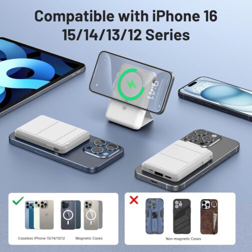 Azmuth Power Bank, for Magsafe Powerbank iPhone 10000 mAh, Magnetic Power Bank, Wireless Fast Charging with LED Display, Portable Charger, Battery Pack for iPhone 16/15/14/13/12/Pro/Pro Max – Bild 3