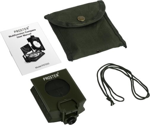 Proster Military Marching Compass Professional Pocket Compass with Clinometer Carrying Strap Bag for Hunting Hiking and Outdoor Activities – Bild 8