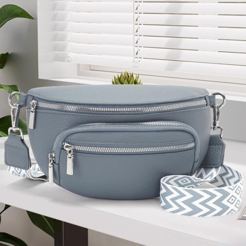 Sasrymnl Small bum bag women's beige shoulder bag women's small belt bag vegan leather handbag crossbody bag – Bild 8