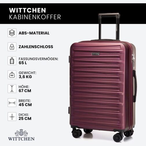 WITTCHEN Skyspeed Line ABS Hard Shell Suitcase Travel Suitcase Trolley Combination Lock Telescopic Handle 4 Wheels, maroon – Bild 7
