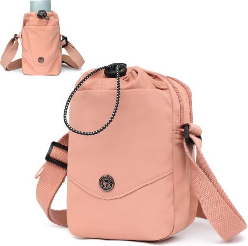 Myhozee Women's Handbag Nylon Shoulder Bag Small Mobile Phone Bag Men's Crossbody Bag Waterproof Bags with Drinking Cup Storage Bag and Adjustable Shoulder Strap