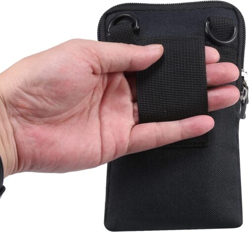 Mobile Phone Shoulder Bag Men's Black, Mobile Phone Belt Bag Men's Black, Small Mobile Phone Case for Hanging, Waterproof Zip, Men's Bag, Waist Bag, Shoulder Bag with Belt Loop Shoulder Strap, black – Bild 4