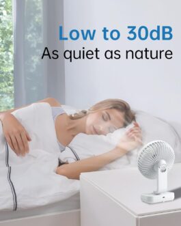 MERTTURM Mini Oscillating Fan Ultra Quiet 4000 mAh Battery Small Table Fan (4-13 H), 4 Speeds LED Digital Display Portable Fan for Library, Home Office, Compact Design