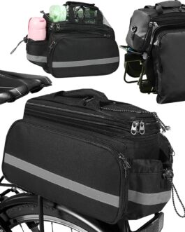 FINEW Bicycle Pannier Bag 10–20 L Pannier Rack Bag, Multifunctional Rear Luggage Bag, Waterproof Back Seat Bag with Rain Cover, Reflective, Foldable Side Pockets, Quick Removal