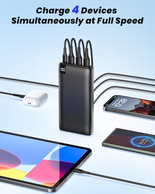 Riapow Powerbank 26800 mAh External Battery, 3.0 A USB C Fast Charging Portable Charger with LED Display, Mobile Phone Charger, 4 Outputs, USB Ports for iPhone, Samsung, Tablet and More – Bild 4