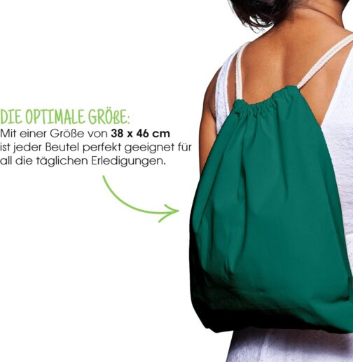 ELES VIDA Cotton Gym Bag, 1 Piece, 38 x 42 cm, Sports Bag, Backpack, Fabric Bag, Cotton Bag, Jute Bag, Oeko-Tex® Tested Fabric Bag for Men and Women, Children's Gym Bag, for Painting – Bild 3