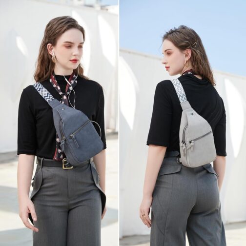Suweir Sling Bag Women's Chest Bag PU Leather Crossbody Bag Small Shoulder Bag Stylish Bum Bag Shoulder Bag Sling Backpack for Travel, Cycling, Hiking, Outdoor Sports, Shopping, Apricot 1, messenger – Bild 8