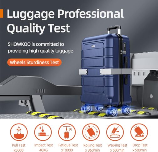 SHOWKOO Suitcase Set Hard Case Set Lightweight ABS and PC Expandable Relse Case Set, Durable Trolley, Hand Luggage Suitcase with TSA-Lock and 4 Wheels, blue – Bild 7