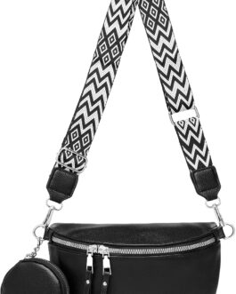 MANNUOSI Bum Bag Women’s Leather Crossbody Bag Women’s Shoulder Bag Women’s Wide Strap Purse Shoulder Bags Fashion Waist Bags Small Modern Wide Shoulder Strap
