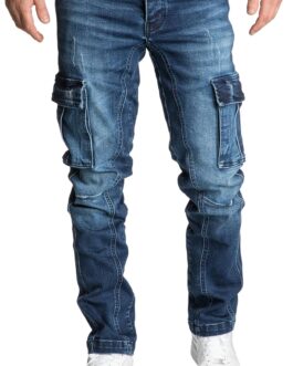 REPUBLIX Men’s Cargo Jeans, Regular, Slim, Denim Trousers, Destroyed, R7977