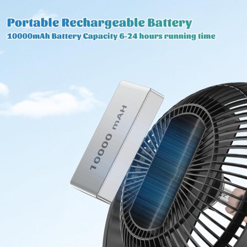 ATEngeus USB Fan, Hand Fan, Small Fan, USB Mini Fan, 4 Speeds, 90° Rotatable USB Fan, Low Noise, for Office, Home and Outdoor (TF29) – Bild 5