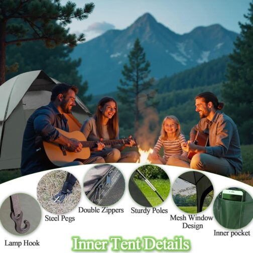 Camping Tent 2-3 Person Dome Tent Ultralight Tents Double Layer Waterproof & Windproof Family Tent for Camping and Picnic, Easy to Assemble Outdoor Tent for Garden, Hiking Trip – Bild 5