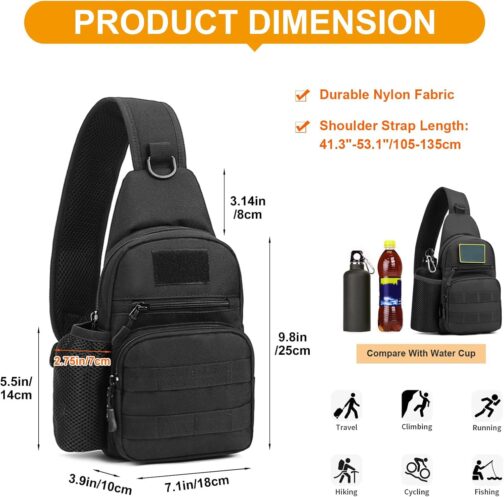 HUNTVP Chest Bag Men's Military Sling Bag Men's Tactical Crossbody Bag Shoulder Bag Molle Shoulder Bag Mini Single Strap Backpack for Travel Hiking Camping – Bild 2