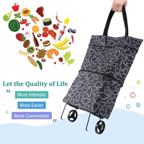 Bipl Foldable Shopping Bag with Wheels, Trolley Shopping Trolley, Shopping Trolley, Foldable Multifunctional Travel Shopping Bag, Robust, Ideal for Kitchen, Birthday, Valentine's Day, Women, Mother's – Bild 3