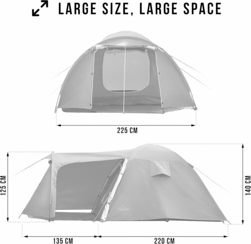 Campela Touristenzelt, Familienzelt, Tropical, für 3-4 Personen, wasserdicht 3000m, geklebte Nähte, CA0013 – Bild 6