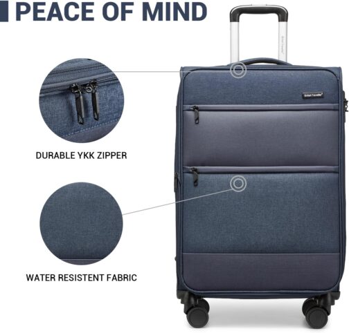 British Traveller Soft Luggage Suitcase, blue – Bild 2