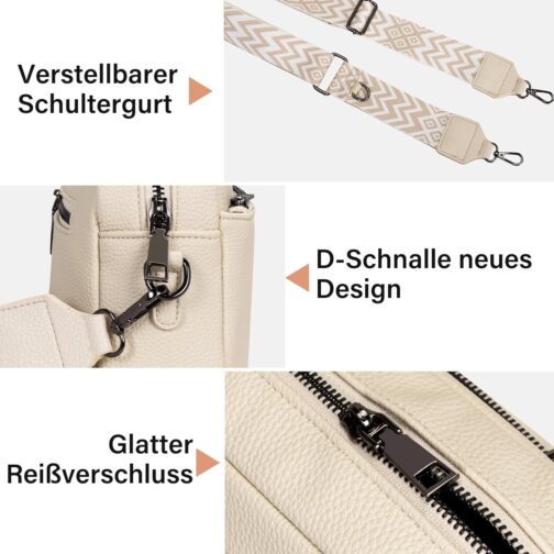 GASSDA Women's PU Leather Crossbody Bag Handbag Women's Small Bags with Removable Shoulder Strap – Bild 4