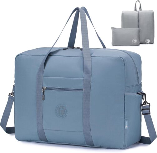 SPAHER Ryanair Travel Bag Large Foldable Travel Bags Hand Luggage 55 x 40 x 20 cm Lightweight Aeroplane Organiser Duffle Bag 45L Packable Holdall Waterproof Handbag for Men and Women, blue, travel bag