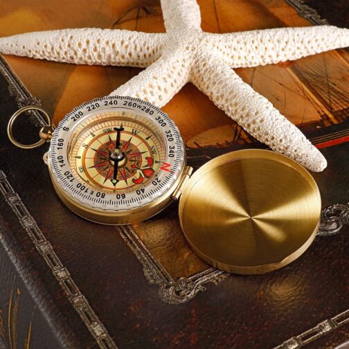 polar-effekt Gold Metal Compass with Engraving - Gift Idea for Birthday - for Outdoor Lovers - Portable Hiking Compass – Bild 5