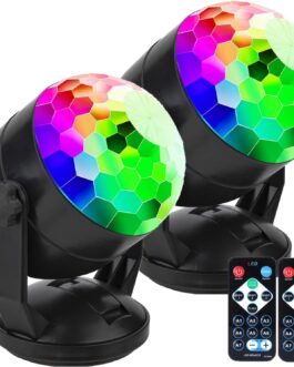 CATPOWER Remote Control Battery Operated Portable Sound Activated Party Lights for Outdoor Indoor or USB Plug DJ Lighting RBG Disco Ball Strobe Lamp Stage Par Light for Ca
