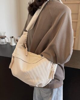 Jiliyote Large Shoulder Bag Women’s Cord Bag Women’s Crossbody Bag Cross Bag Cord Shoulder Bag for Travel Work Uni, C-beige, Retro