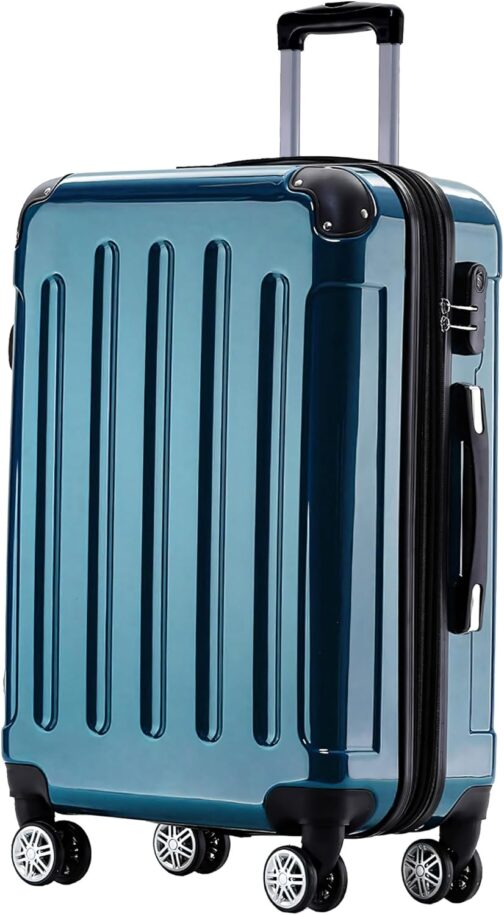 BEIBYE Hard Shell Suitcase Trolley Suitcase Travel Suitcase 4 Twin Wheels Polycabonate, Pale Green, Hand luggage 55 cm - 40 L, Hard sound trolley with twin roller