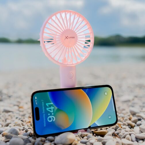 Xlayer Mini Hand Fan I Table Fan I Rechargeable I Portable Battery Fan Quiet I 3 Speeds I Mini Fan for Travel, Office, Festival, Camping I Gifts for Women – Bild 5