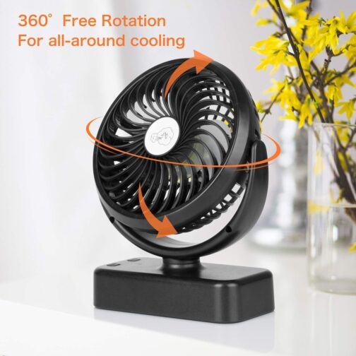 Portable Camping Fan Hanging Fan with LED Light, 40 Hours Operating Time, Rechargeable Table Fan with Hanging Hook for Tent, Motorhome, Survival Equipment, Office, Study – Bild 5