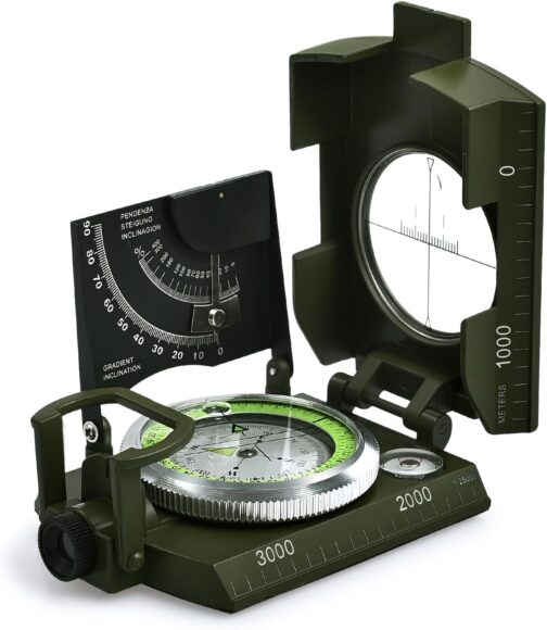 Proster Military Marching Compass Professional Pocket Compass with Clinometer Carrying Strap Bag for Hunting Hiking and Outdoor Activities