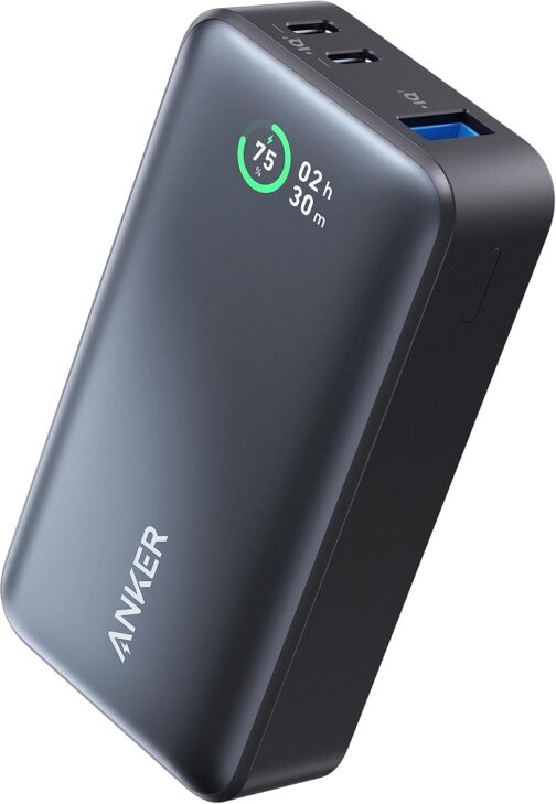 Anker Power Bank 10,000 mAh, 533 PowerCore with Power Delivery Technology (PD 30 W Max. Power), Power IQ 3.0 External Mobile Phone Battery for iPhone 15 Series, iPad, MacBook, Galaxy, Microsoft