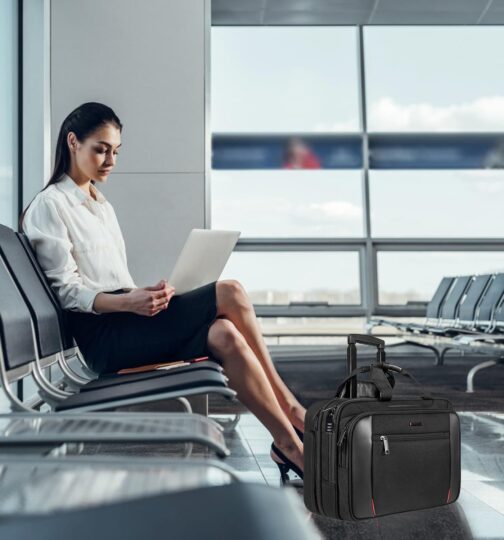 EMPSIGN Bussiness Trolley Laptop Bag with Wheels, Rolling Laptop Case with Wheels Up to 17.3 Inch Laptop Waterproof Briefcase for Business/Commuting/Travel/School, Black – Bild 6
