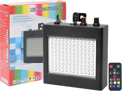 Multicolour Strobe with Remote Control Disco Light, 108 LED Stroboscopes Music Controlled Disco Flash Light for Room, Disco Light, Party Disco Strobe Light, Strobe Flash, Flash Projector Light Effects – Bild 8