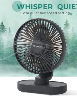 OCOOPA Fan Automatic Oscillating Quiet 30 db, 16.5 cm, 4000 mAh Battery and USB Table Fan with Strong Airflow, 4 Speeds Portable Small Fan for Office, Home, Camping, Outdoor