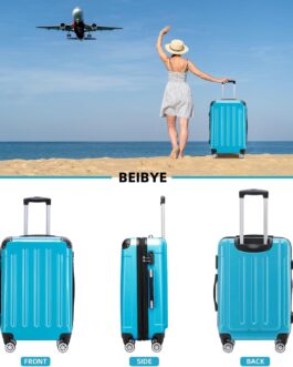Beibye 2048 Hard Shell Trolley Suitcase with Twin Rollers in a Set with Sizes M, L, XL, Available in 15 Colours PC, turquoise